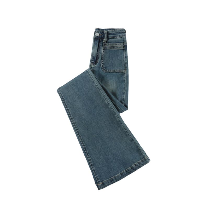 フレアパンツ ハイウエスト美脚ワイドフレア長丈デニムパンツ