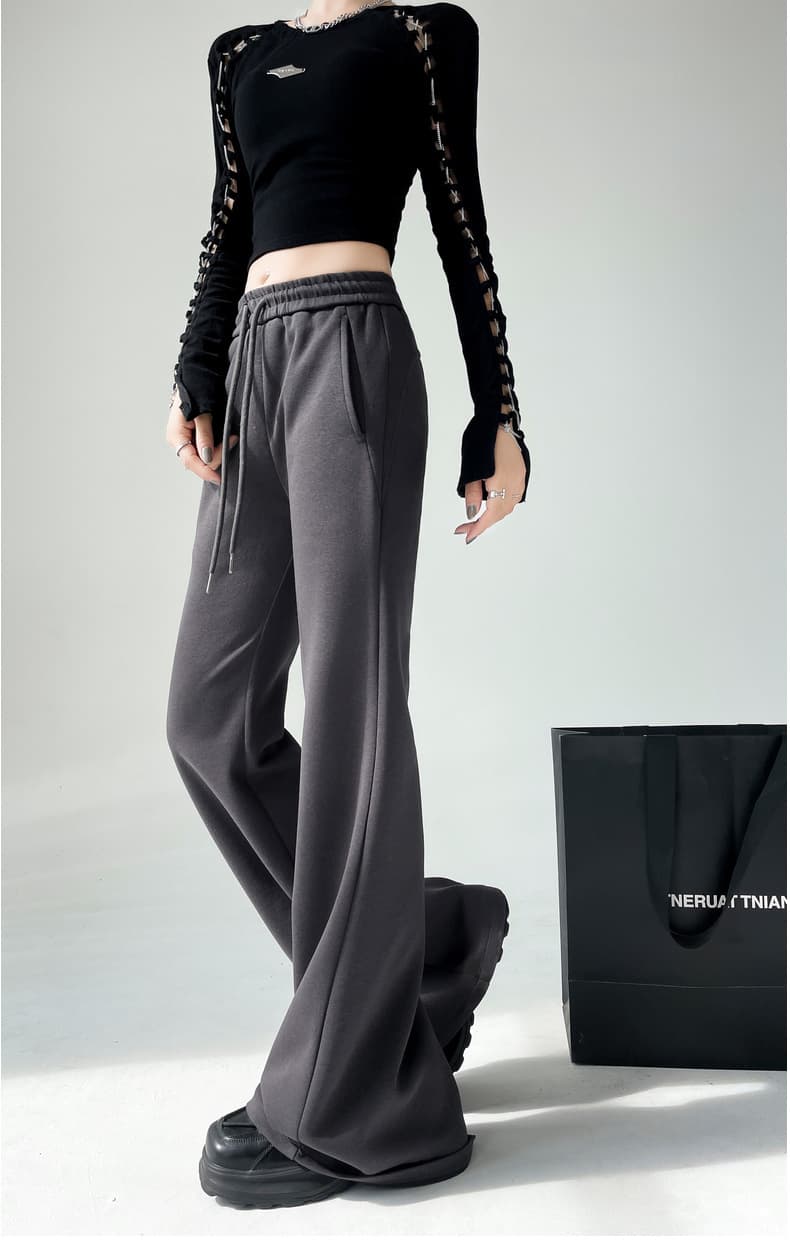 フレアパンツ すらりと美脚フレアスウェットパンツ