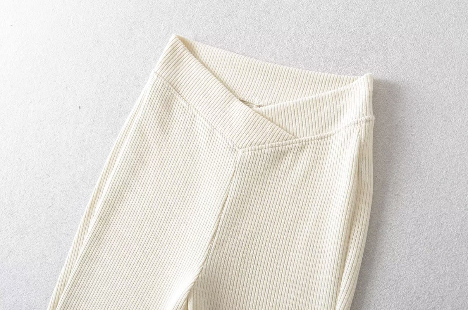 フレアパンツ リブニットフレアパンツ