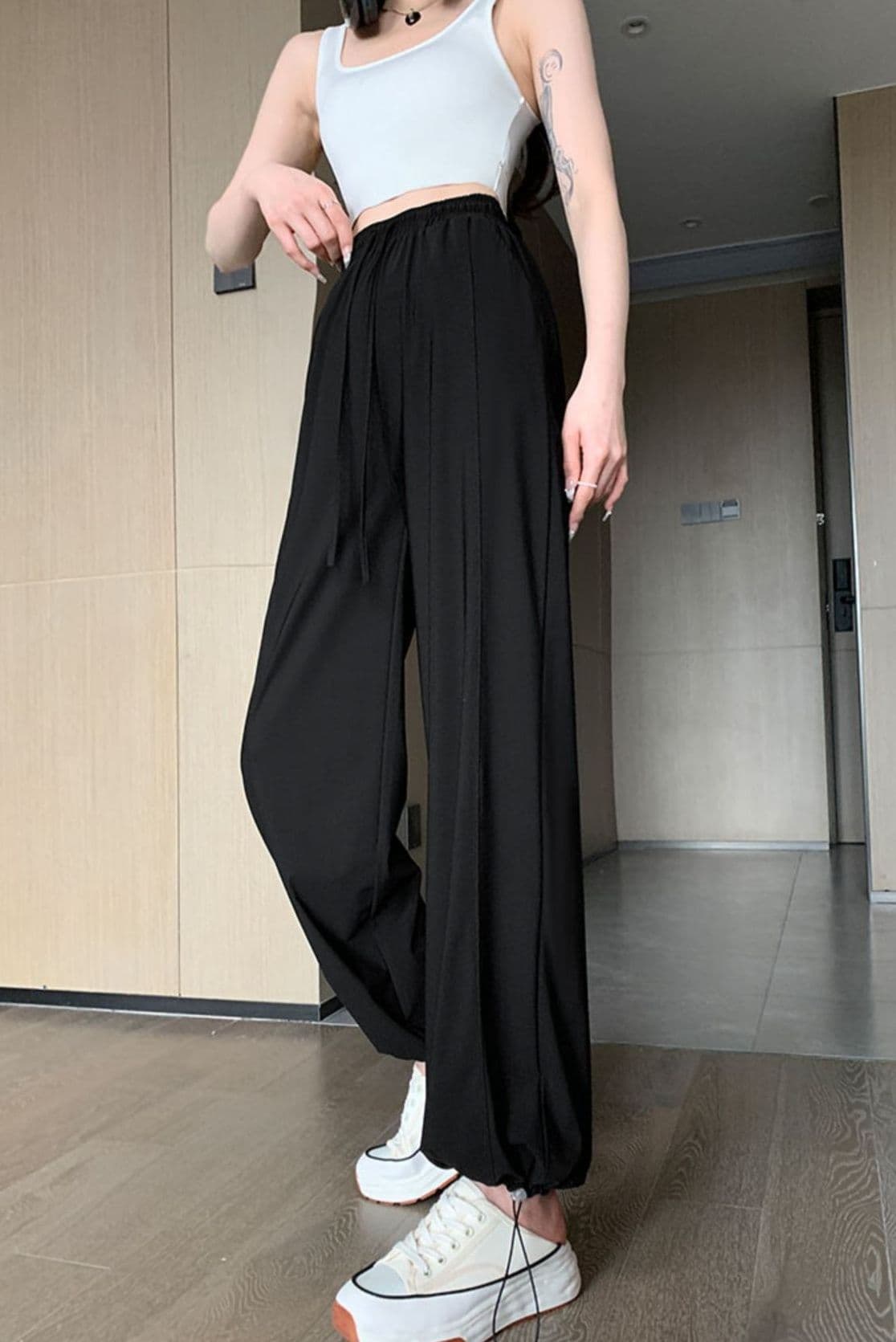 フレアパンツ ゆったりドレープフレアパンツ