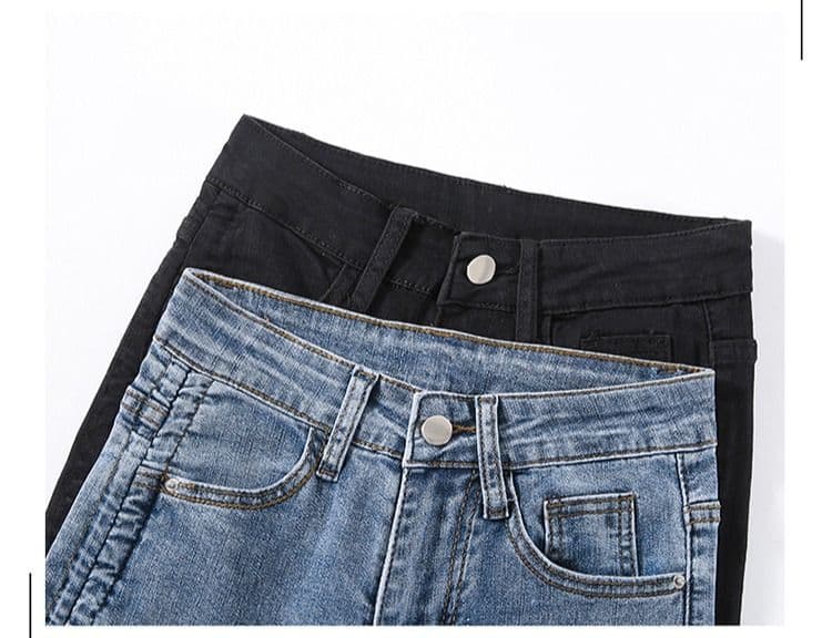 フレアパンツ ひもあしらいデザインフレアデニム