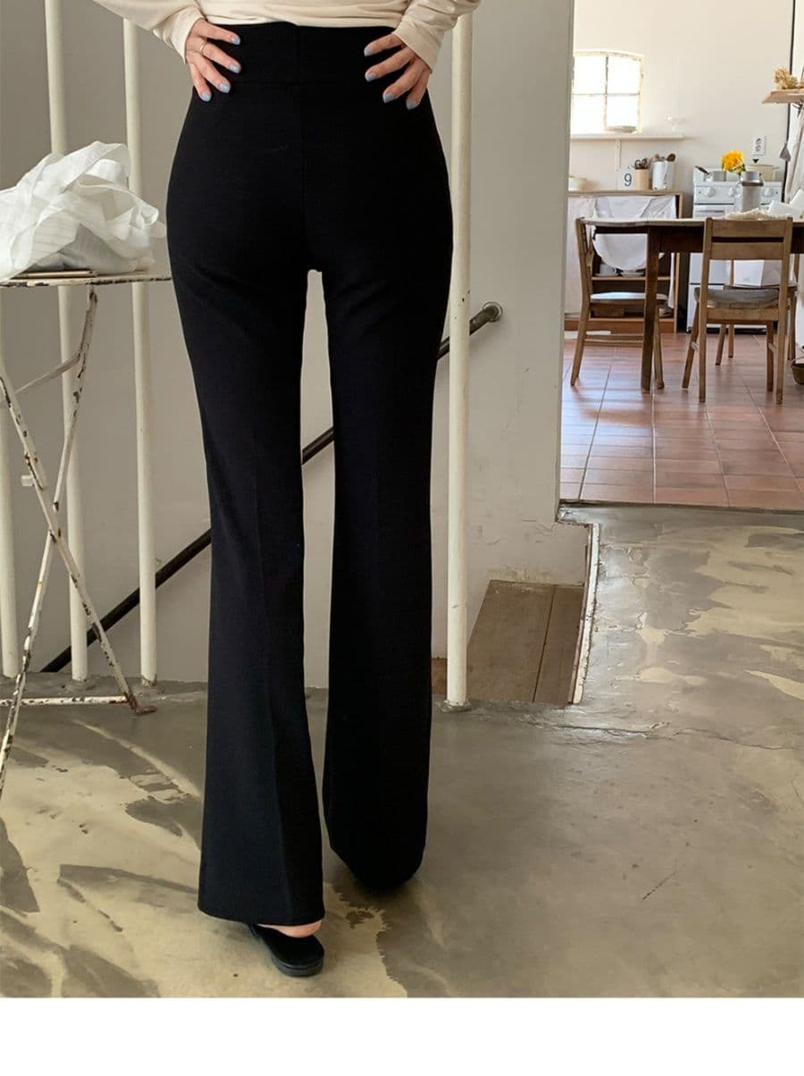 フレアパンツ すっきり美脚フレアスラックス