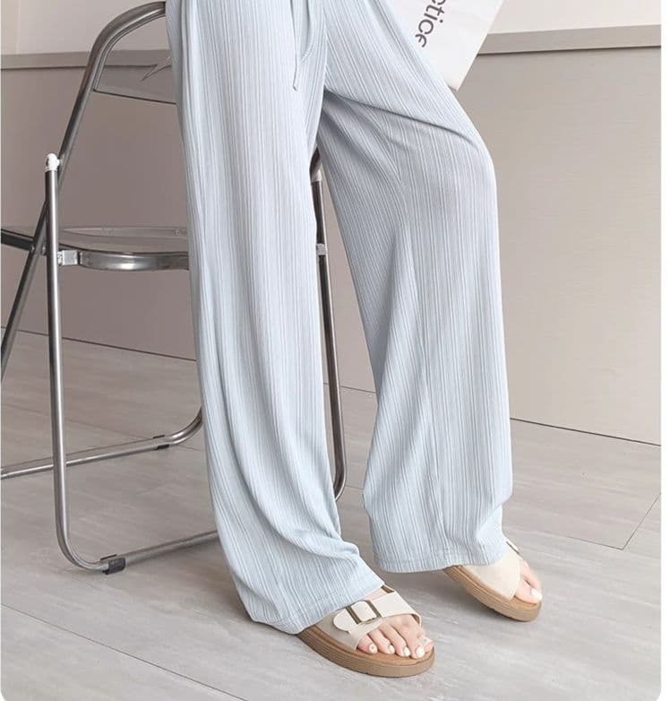フレアパンツ 縦縞リラックスフレアパンツ