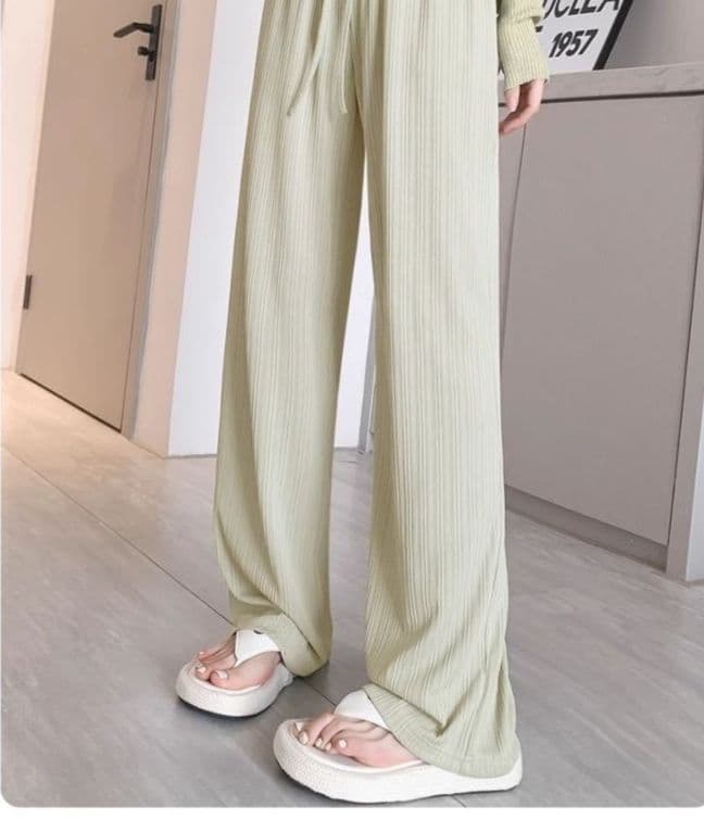 フレアパンツ 縦縞リラックスフレアパンツ