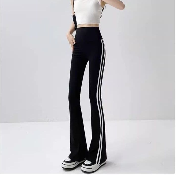 フレアパンツ すっきり細見えラインフレアパンツ