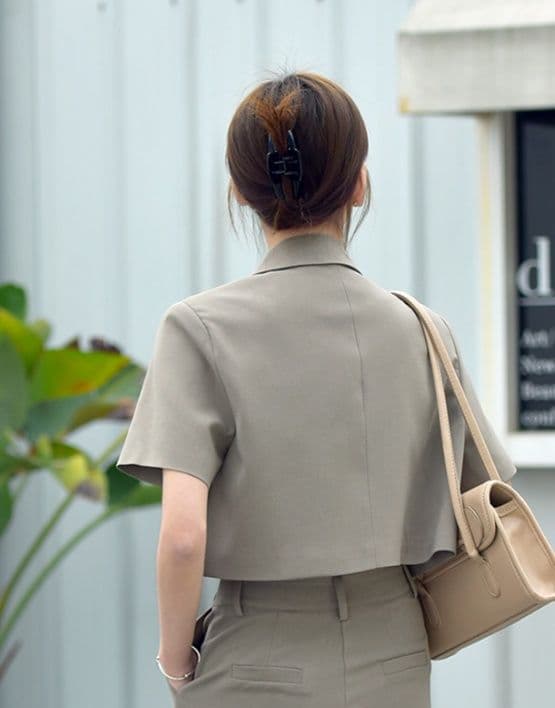 フレアパンツ 夏季半袖フレアパンツスーツ