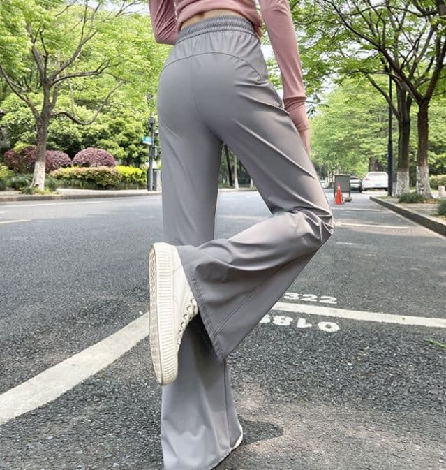 フレアパンツ 涼感ゆったりフレアスラックス