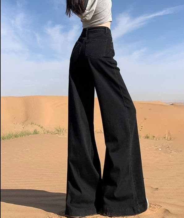 フレアパンツ ワイドシルエット美脚デニムフレア