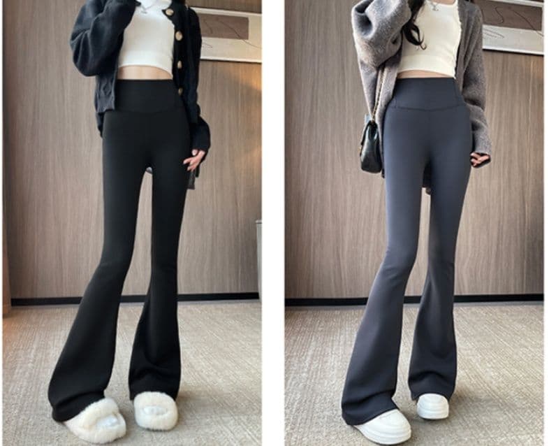 裏起毛フレアパンツ 美脚見え高腰フレアパンツレギンス