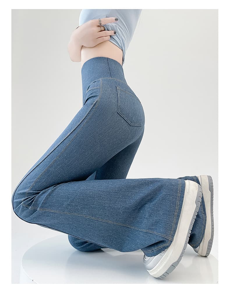 フレアパンツ 美脚演出高腰フレアパンツ型レギンス