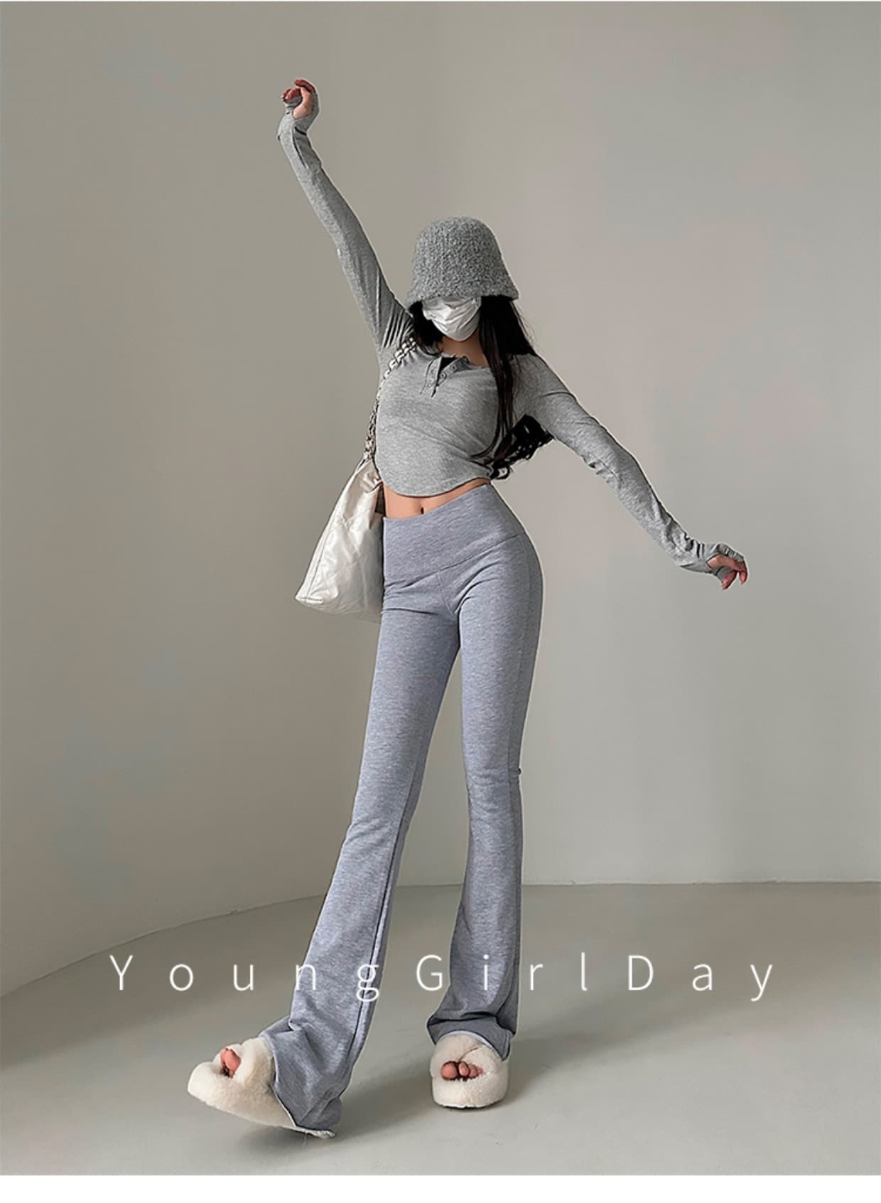 フレアパンツ すっきりシルエットレギンスフレアパンツ
