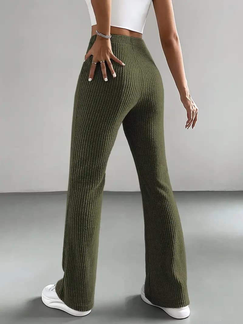 フレアパンツ ニュアンスリブフレアパンツ