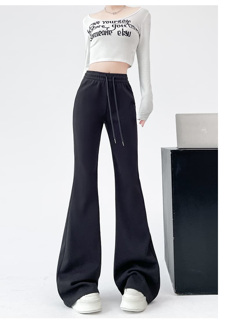 フレアパンツ 裾広がりシルエット美脚スウェットフレアパンツ