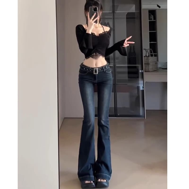 フレアパンツ 美シルエットフレアデニム