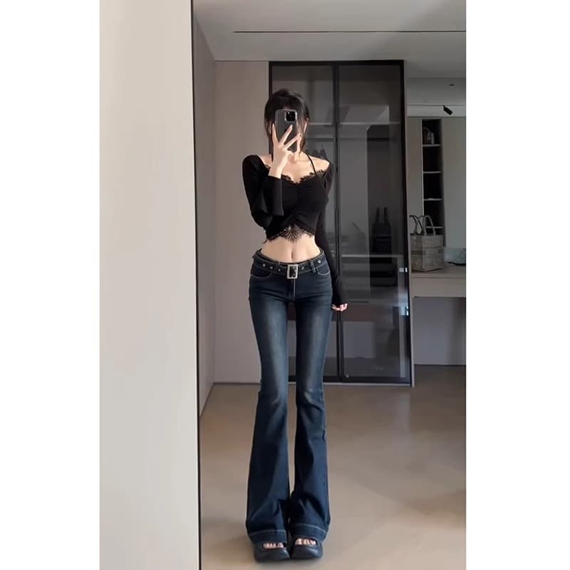 フレアパンツ 美シルエットフレアデニム