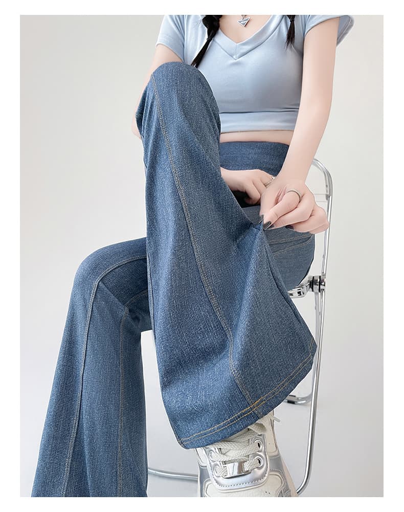 フレアパンツ 美脚演出高腰フレアパンツ型レギンス