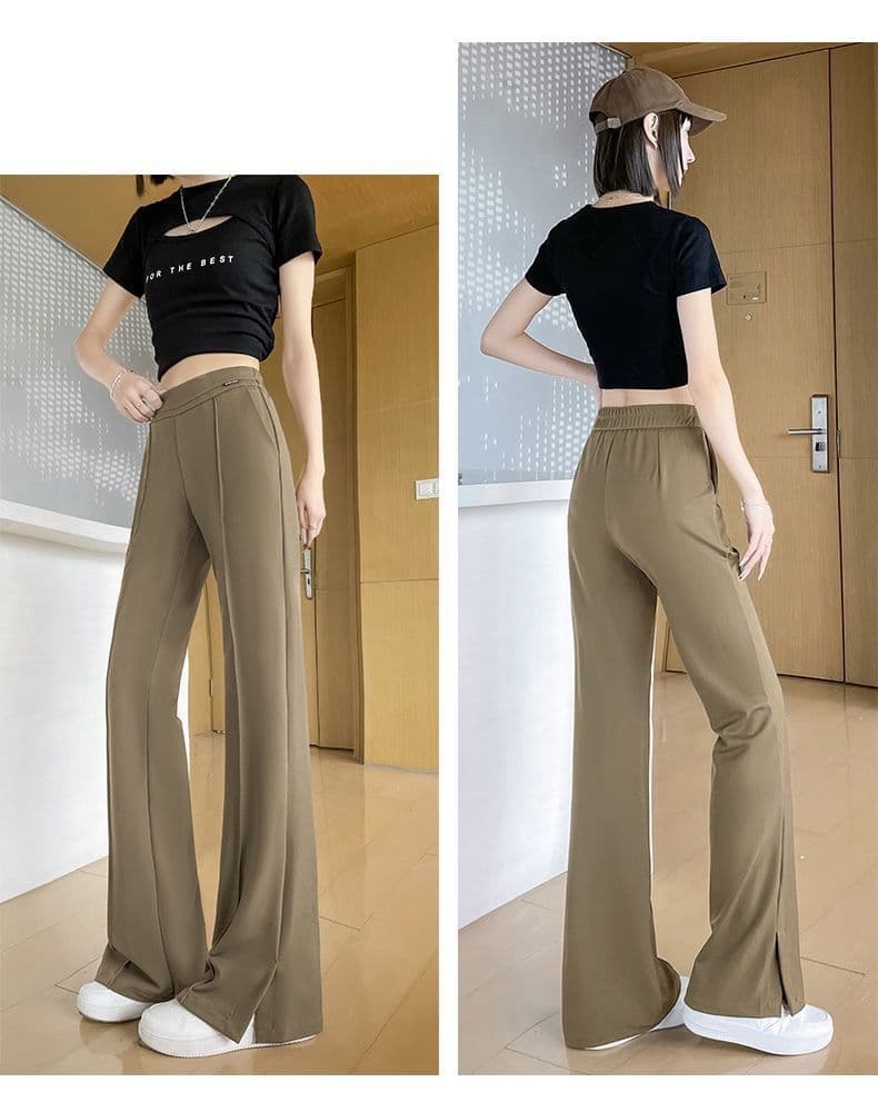フレアパンツ すっきり美脚フレアスラックス