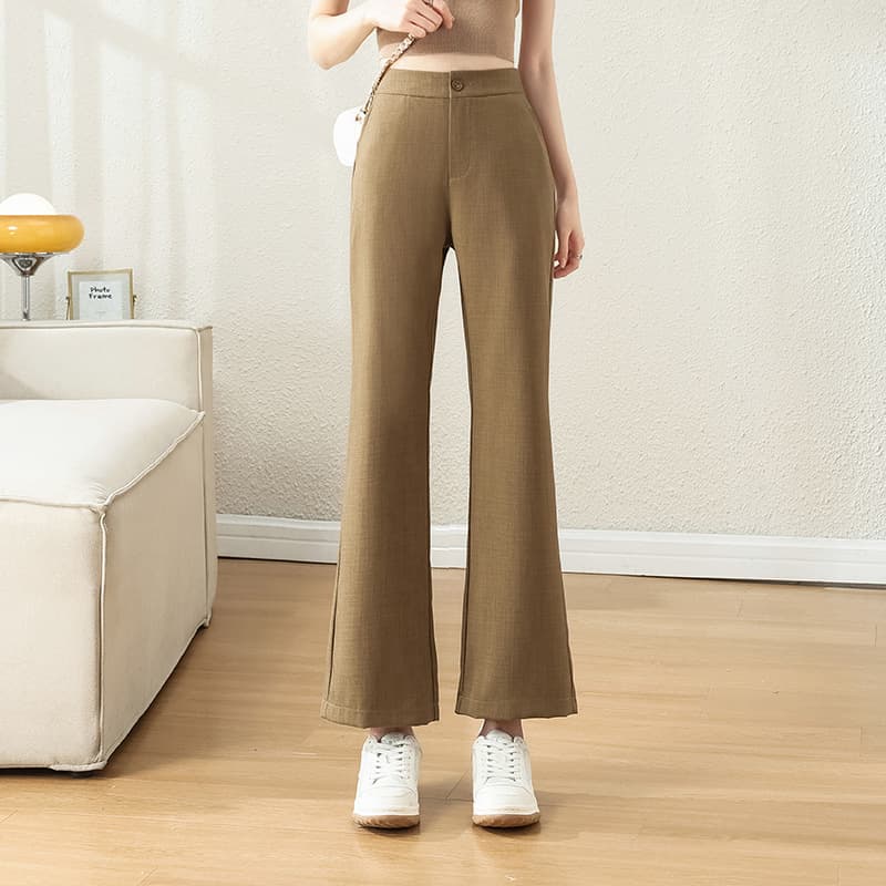 フレアパンツ すっきり美脚フレアスラックス