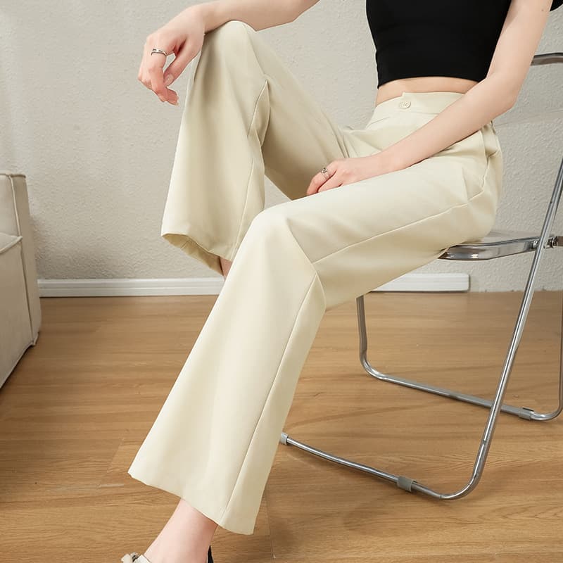 フレアパンツ すっきり美脚フレアスラックス