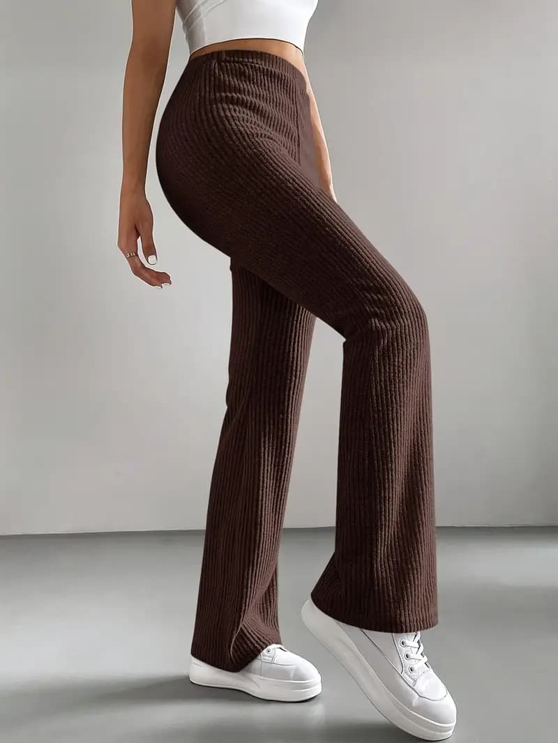 フレアパンツ ニュアンスリブフレアパンツ