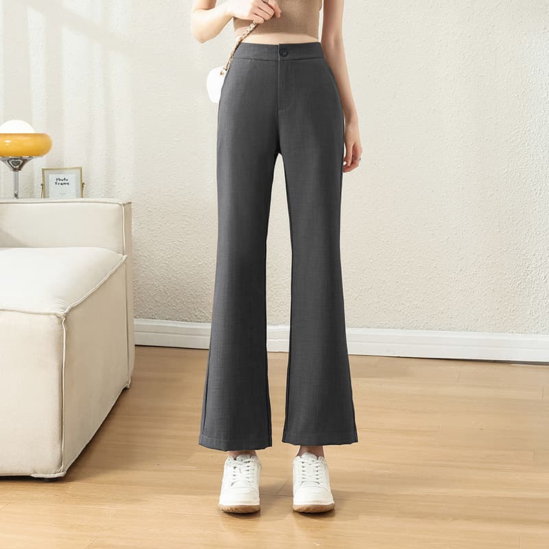 フレアパンツ すっきり美脚フレアスラックス