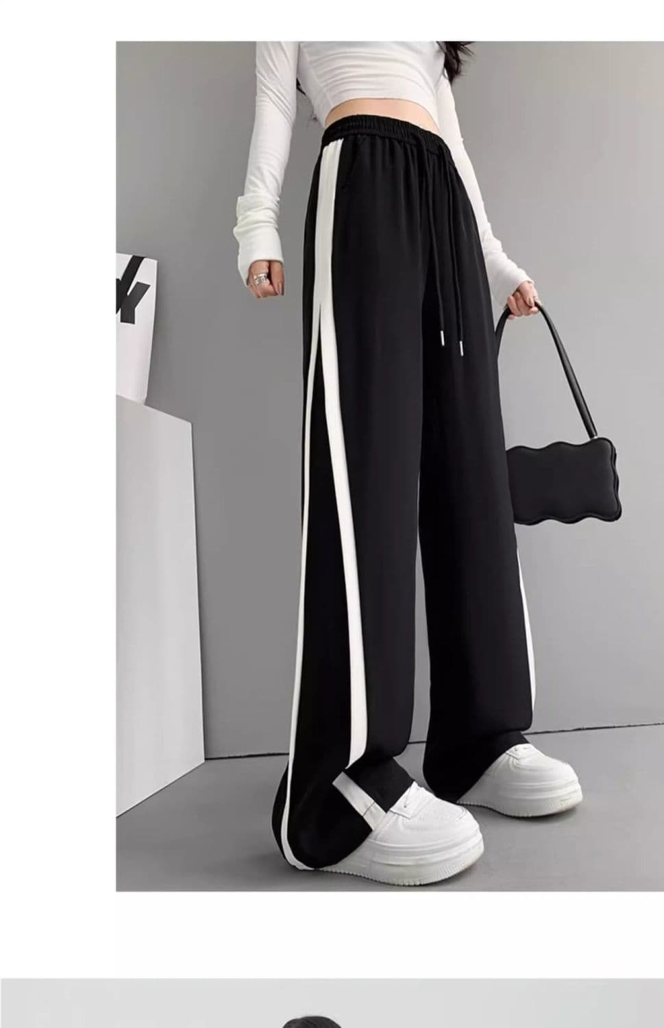 フレアパンツ サイドラインリブフレアパンツ