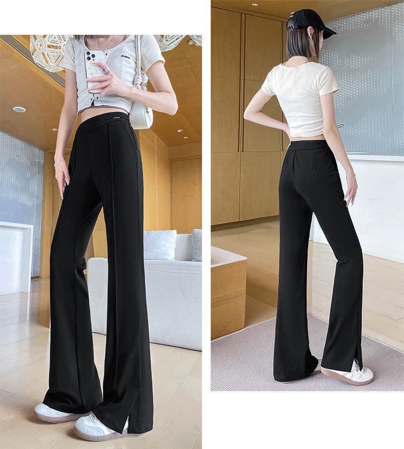 フレアパンツ すっきり美脚フレアスラックス